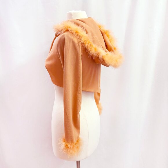 Vintage orange feather-trim bolero jacket - fits like a small/medium - Picture 4 of 6